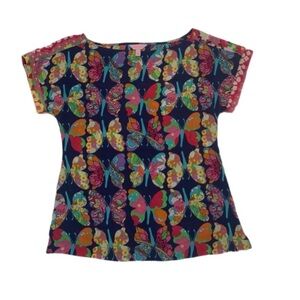 Lilly Pulitzer Butterfly silk top. S